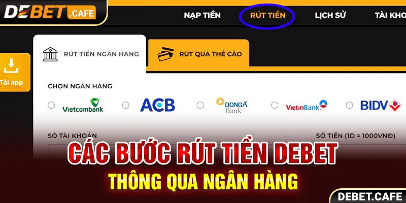 Các bước rút tiền Debet thông qua ngân hàng an toàn