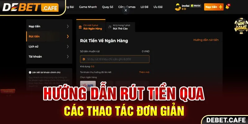 Hướng dẫn rút tiền qua các thao tác đơn giản